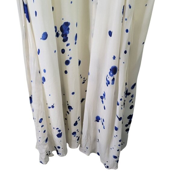 Anthropologie Maeve Inkdrop Midi Dress Tie Waist Blue White Crochet Size Large - Picture 11 of 12